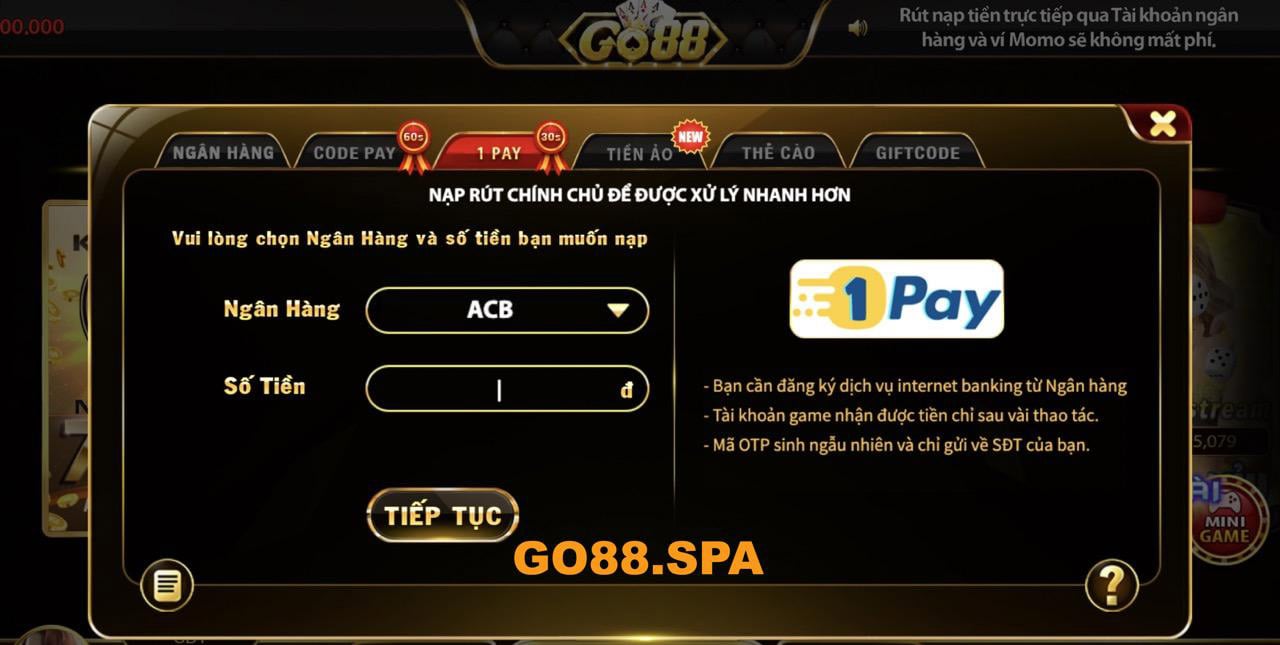 nạp tiền 1pay go88